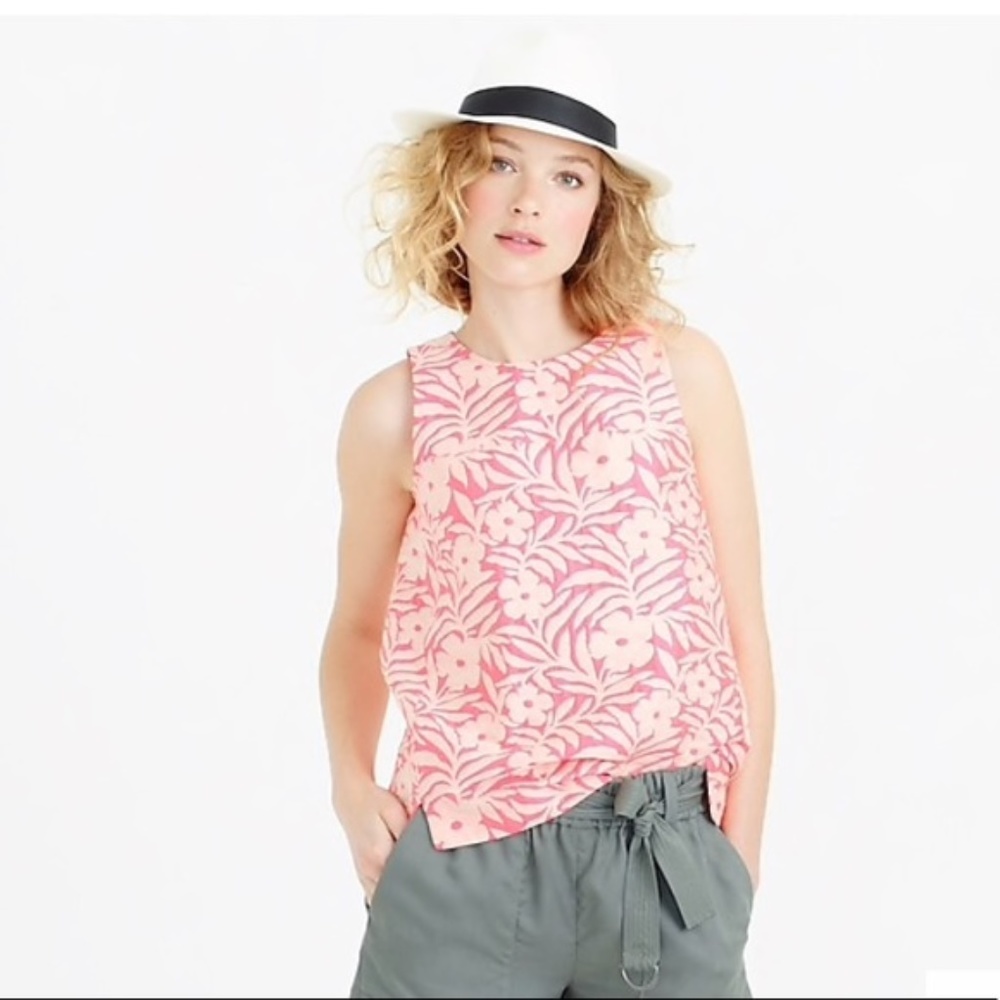 J. CREW Seamed shell in Plumeria Jacquard